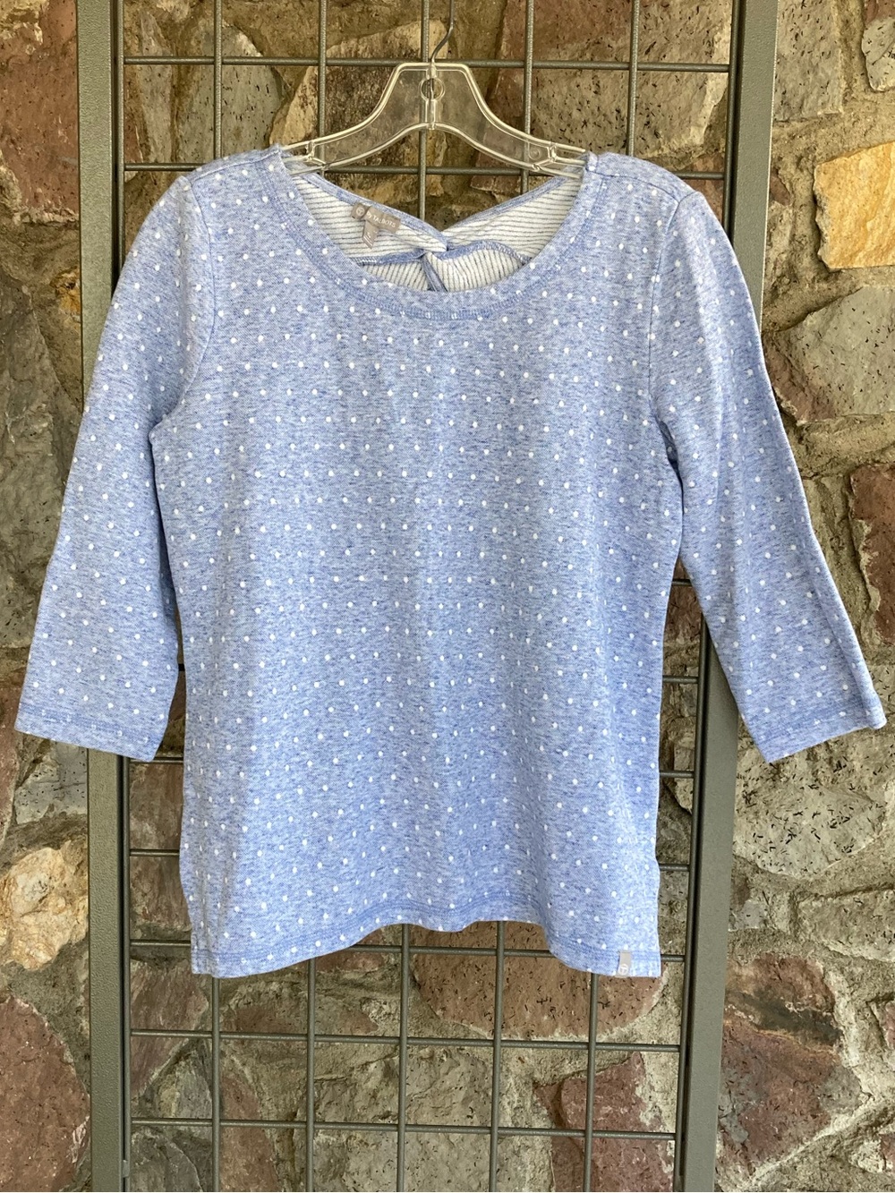 Talbots Light Blue Dot Knit Top Ladies Size Small Petite